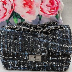 Tiffany & Fred leather and tweed handbag